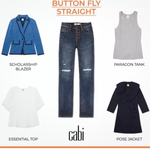 CABI BUTTON FLY STRAIGHT LEG JEANS IN REWORK WASH #6068 - SIZE 8 - NWT! - Picture 2 of 10